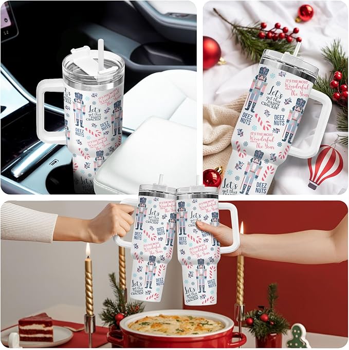34HD Christmas Gifts for Women, Movie Tumbler 40 Oz with Handle, Coffee Travel Cup, Xmas Coffee Mug, Movie Lovers Gifts