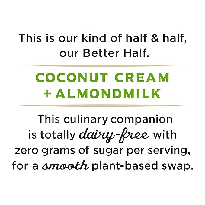 Califia Farms - Unsweetened Better Half, Half And Half Substitute, 16.9 Oz (Pack of 6), Almond Milk, Coconut Cream, Coffee Creamer, Keto, Shelf Stable, Dairy Free, Plant Based, Vegan