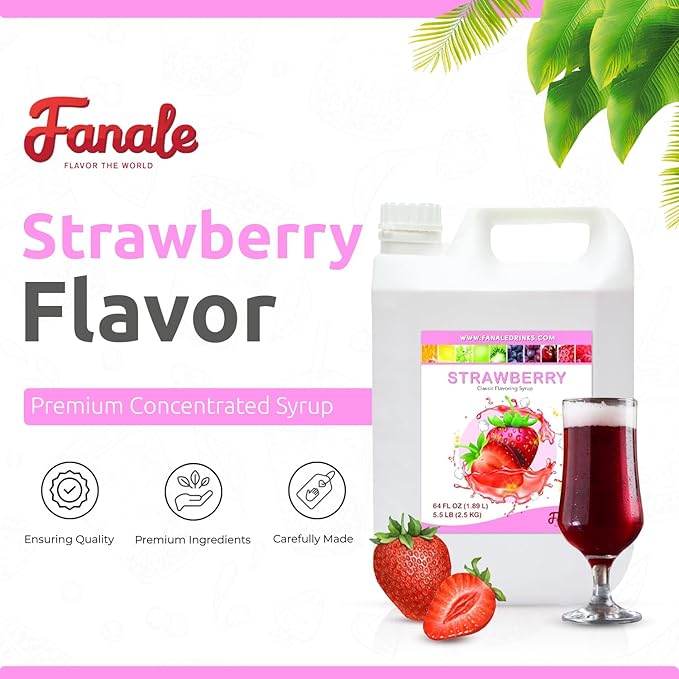 Fanale Premium Flavoring Concentrated Syrup for Bubble Tea | Strawberry Flavor Syrup | for Boba Tea, Smoothies, Slushes, Desserts | 5.5 pound |SRP501