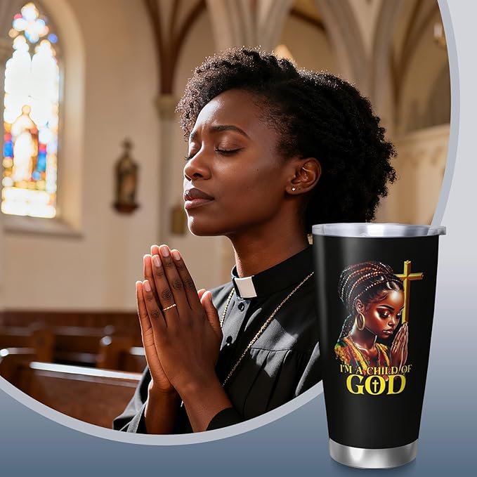 Africian American Christian Gifts for Women, 20oz Religion Gifts Coffee Mugs, Afro Black Mom Gift Tumbler, Christian Tumbler for Women Faith