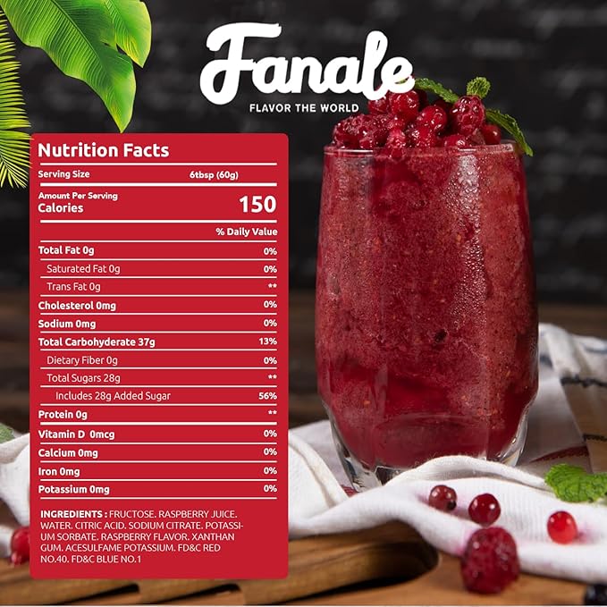 Fanale Premium Flavoring Concentrated Syrup for Bubble Tea 11 lb | Raspberry Flavor Syrup | for Boba Tea, Smoothies, Slushes, Desserts | 11lb | SRP270