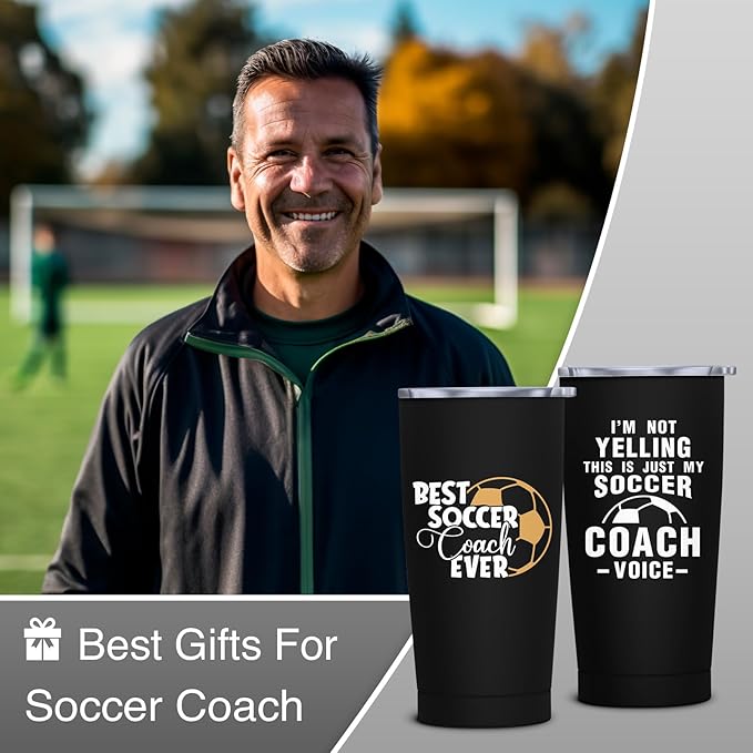 Soccer Coach Gifts for Men Women - Best Soccer Coach Ever Gifts - Coach Thank You Tumbler, 20 oz Insulation Stainless Steel