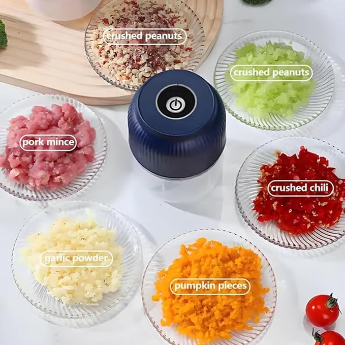 2026 New Electric Garlic Chopper, Mini Portable Veggie Chopper with 304 Stainless Steel Blades, 300ML Rechargeable Food Processor Cordless, for Mashing Onion Garlic Chili Ginger Fruits (2*Mixed)