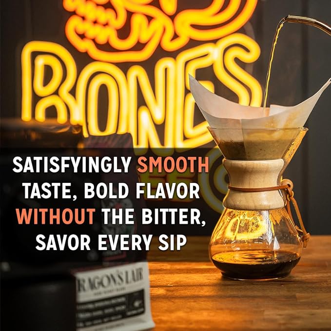 Bones Coffee Company Fallout Valiant Vanilla, Vanilla Wafer Flavored Coffee, Medium Roast Low Acid Arabica Beans Compatible with Auto drip and French Press Coffee Maker, 12 Oz Ground