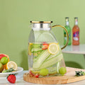 Glass Pitcher with Lid 1.8L, Borosilicate Glass Water Jug for Refrigerator Door, Hot & Cold Beverages, Leak-Proof Stainless Steel Lid with 2 Filter Holes for Iced Tea, Juice, Coffee, Milk
