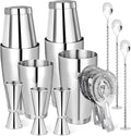 Cocktail Shaker Boston Shaker Set 15 Pcs Professional Bartender Kit Bar Shaker Stainless Steel Drink Shaker Bartending Martini Shaker Tin with 18oz&28oz Mixed Alcohol Shaker Tool for Beginner(Silver)