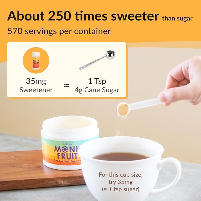 NAMANNA Pure Monk Fruit Sweetener - Zero Calorie, Zero Carb, Paleo Safe (50% Mogroside V, 20g, 400 Servings)