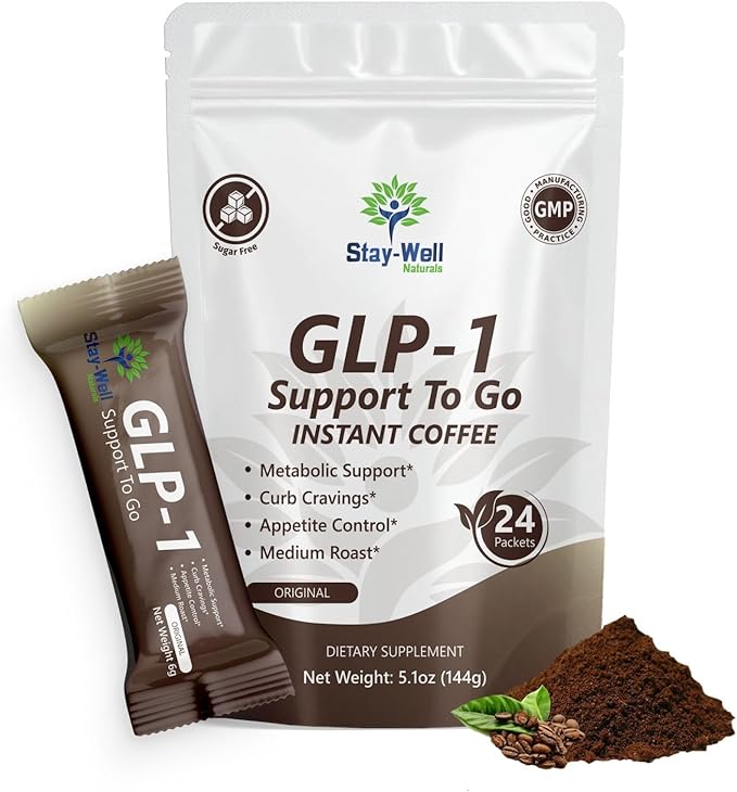 Slim Coffee GLP-1 Supplement | GLP 1 Booster to Control Appetite and Cravings | Great Tasting Metabolic Support - Coffee Bean Extract, Green Tea, Yerba Mate (Regular)