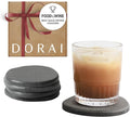 Dorai Home Stone Coaster Set – 4 Absorbent Diatomite Coasters for Instant Drying, Modern Design, Slate Stone