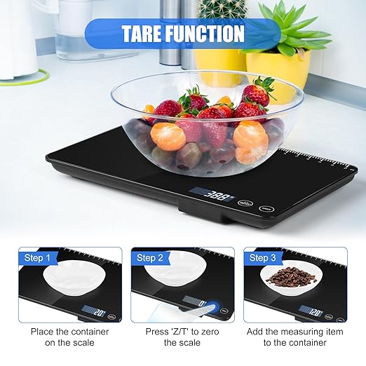 Digital Kitchen Scale, Large Capacity Food Scale, Easy Tare Function, Large LCD Display, Perfect for Cooking, Baking and Meal Prep