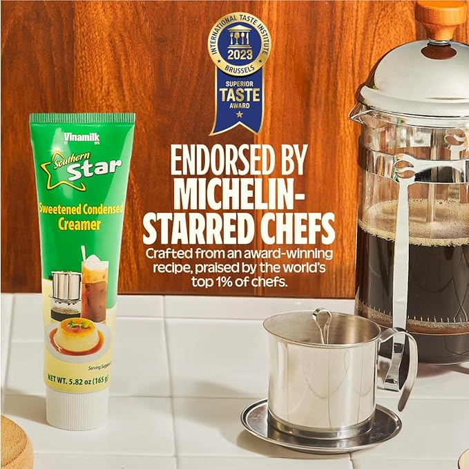 Vinamilk Sweetened Condensed Creamer Tubes | Pack 2 | 5.82 Oz Each, Kantar Choice, Light Creamy Sweet - Portable Liquid Creamer for Vietnamese Drip Coffee, Smoothie, and Dessert