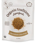 Organic Traditions Sprouted Chia and Flax Seed Powder Organic Chia and Organic Flax for Plant Based Non-GMO Superfood 454g/16oz Bag