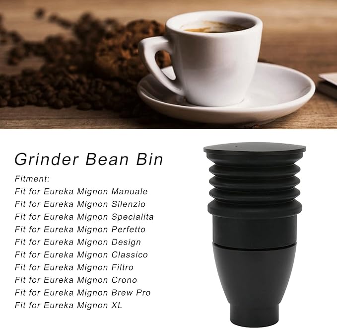 60g Aluminium Alloy Coffee Bin, Coffee Grinder Blowing Bean Bin, Cleaning Tool for Eureka Mignon (Black)