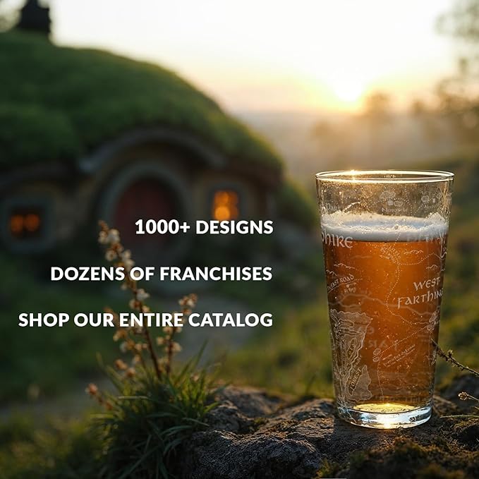 GANDALF THE GREY Engraved 16oz Pint Glass | Inspired by Tolkien Power Ring and Middle Earth | Great Christmas Gift Idea | Unique Elvish Fantasy Wizard Fantasy Decor!