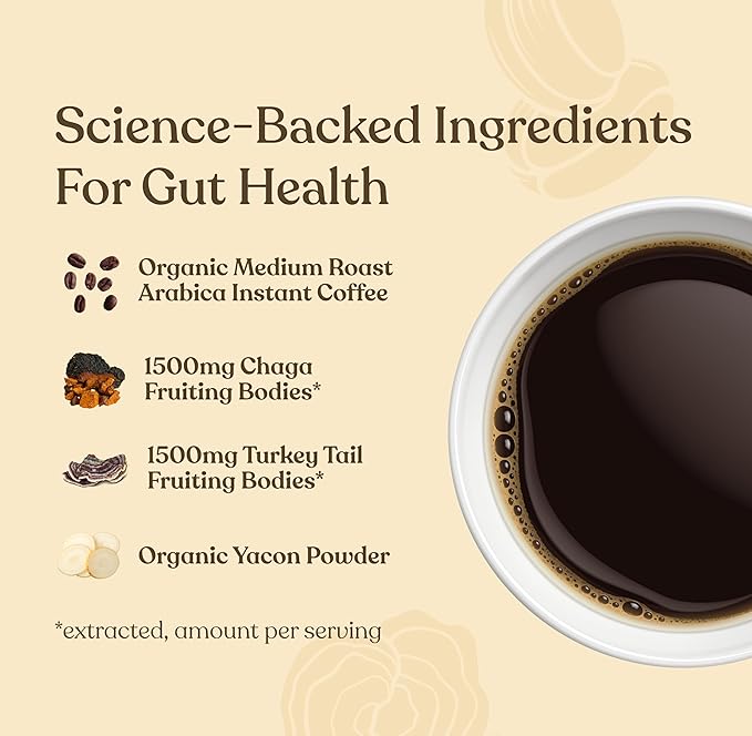 Four Sigmatic Organic Instant Coffee Powder | Mushroom Coffee Instant Mix with Cordyceps, Chaga and Eleuthero for Better Focus and Immune Support | 10 Packets