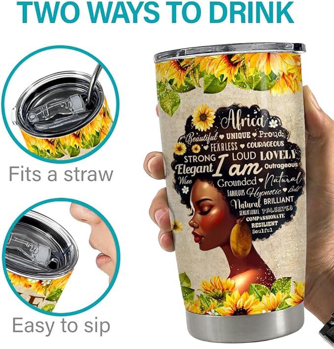 SANDJEST Christian Gift for Women Bible Tumbler 20oz Stainless Steel Insulated Tumblers Coffee Travel Mug Cup for Black Woman Religious Gifts for Birthday Christmas
