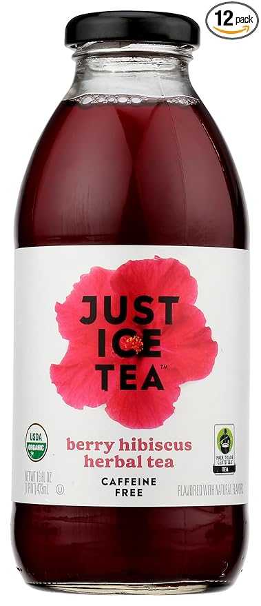 Eat The Change Just Ice Tea Organic Berry Hibiscus Herbal Tea, Caffeine Free, 16 Fluid Ounces (Pack Of 12)