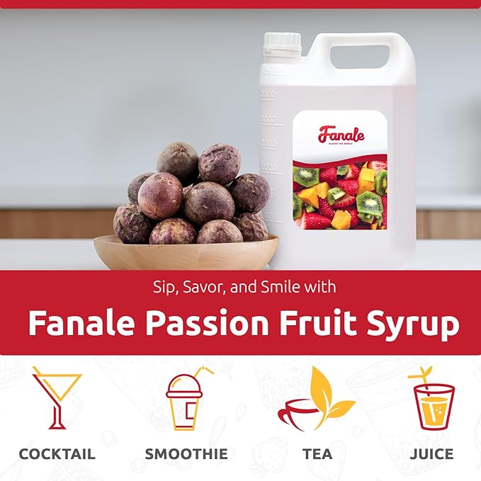 Fanale Premium Flavoring Concentrated Syrup for Bubble Tea 11 lb | Passion Fruit Flavor Syrup | for Boba Tea, Smoothies, Slushes, Desserts | 11lb | SRP030