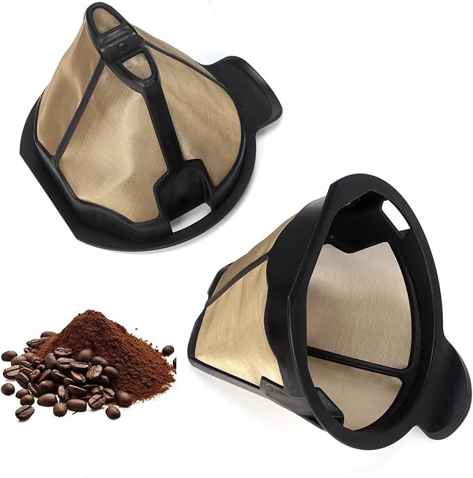 Reusable Coffee Permanent Filters Cone Replacement Coffee Filter Compatible with Ninja Coffee Maker and Brewer CM300, CM305, CM360, CM371, CM400 (2 Packs)