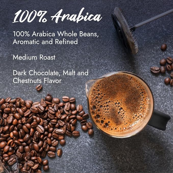 Caffè Borbone, Whole Bean Coffee Blend, 100% Arabica, Medium Roast, Roasted and Freshly Packaged in Italy, 2.2 Pound Bag (Pack of 2)