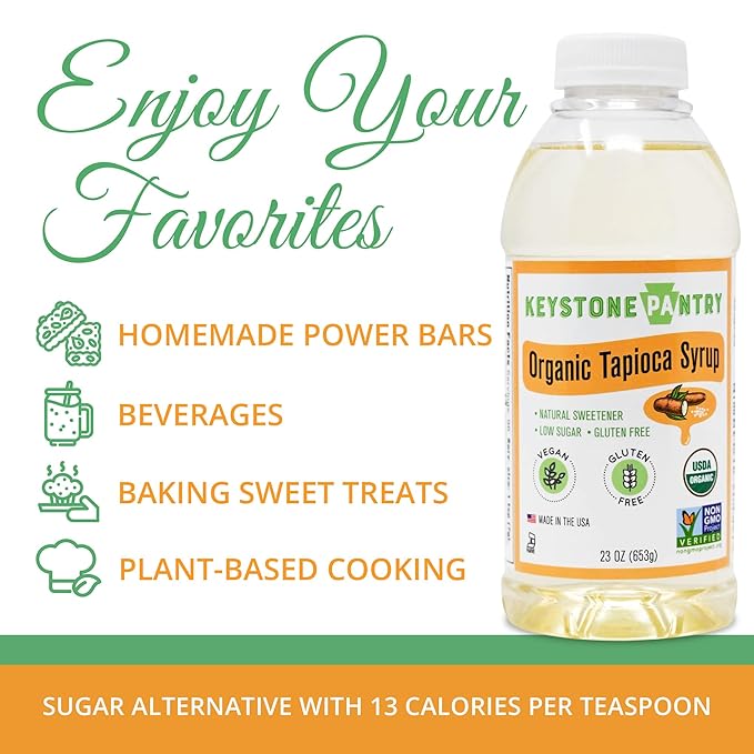 Keystone Pantry Organic Tapioca Syrup – 23 OZ Bottle – Vegan, Gluten Free – HFC, Corn Syrup Substitute – Syrup for Baking, Alternative Sweetener – Make Homemade Fudge, Ice Cream & More – 3 BOTTLES