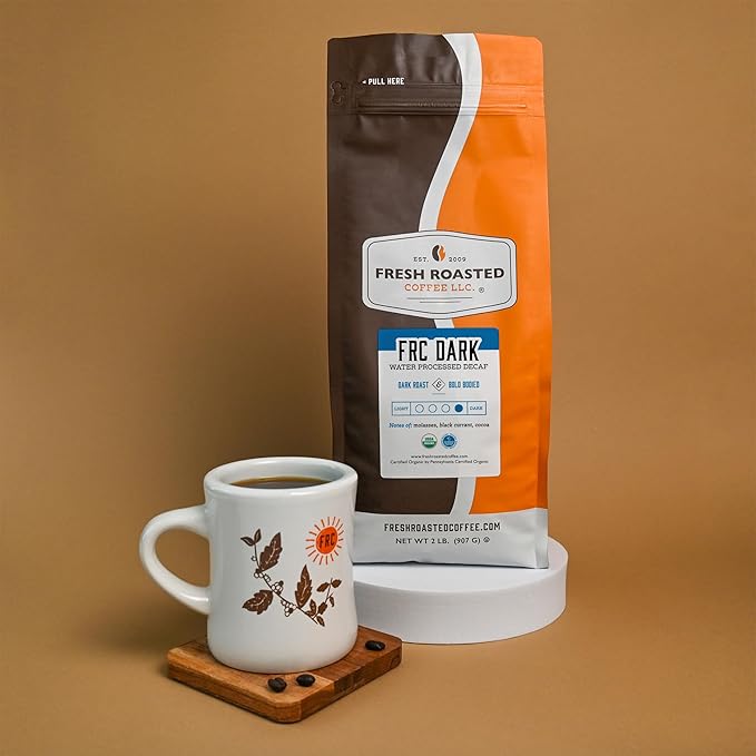 Fresh Roasted Coffee, Organic FRC Dark Water-Processed Decaf | USDA Organic, Kosher | Dark Roast 2 lb (32 oz) Whole Bean