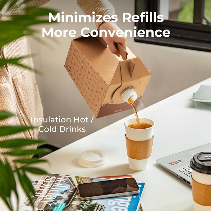 Fit Meal Prep 5 Pack 120 oz Disposable Coffee Dispensers with Handle, Insulated to Go Storage Containers, Portable Coffee Box Cold Hot Drink Dispenser Bulk for Party, Catering, Office, Take Out