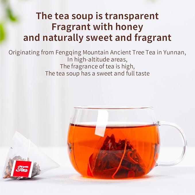 XIHETANK Black Tea Bags, 100 Count,Ancient Tree Black Tea,Full Sweetness Taste,Containing Caffeine, 100% Natural,Caffeinated tea，Can Be Soaked Hot or Cold (Honey Fragrant Black Tea) Black tea bags