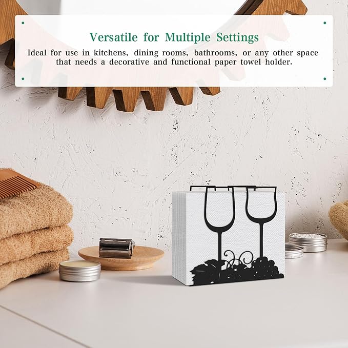 Black Napkin Holder for Table – Modern Metal Napkin Holders for Paper Napkins, Sturdy Black Tabletop Napkin Organizer for Kitchen, Dining Room, Countertop & Restaurants-5 x 4.84 x 2.32 inches