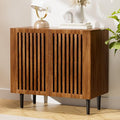 CHUWELL Farmhouse Storage Cabinet, 31.5" Buffet Accent Cabinet with 2 Doors and Adjustable Shelf, Sideboard Coffee Bar with Solid Wood Feet for Kitchen,Living Room,Brown