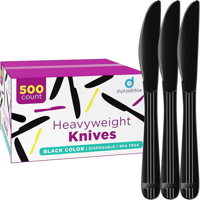 Plastic Knives Heavy Duty - Disposable Knives Plastic Utensils - Plastic Cutlery For Parties, Celebrations And Events Pack Of 500