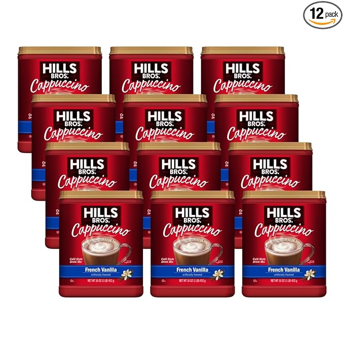 Hills Bros. Instant Cappuccino, French Vanilla, 16 OZ (Pack of 12)