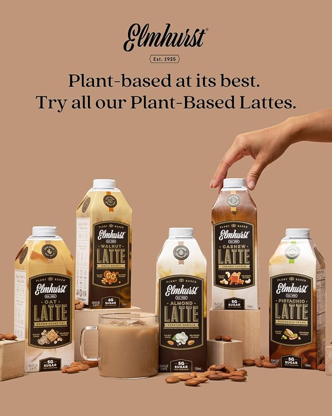 Elmhurst 1925 Brown Sugar Oat Milk Latte – Plant-Based, Vegan, Dairy-Free Latte Made of Whole Grain Oats, Cold Brew Premium Arabica with 95mg Caffeine & Real Brown Sugar – 25.4oz (Pack of 6)