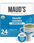 Maud's Organic Jasmine Green Tea Pods, 24 ct, Recyclable Single Serve Tea Pods – 100% Gourmet Blended Tea Leaves, Compatible with Keurig K Cups Maker
