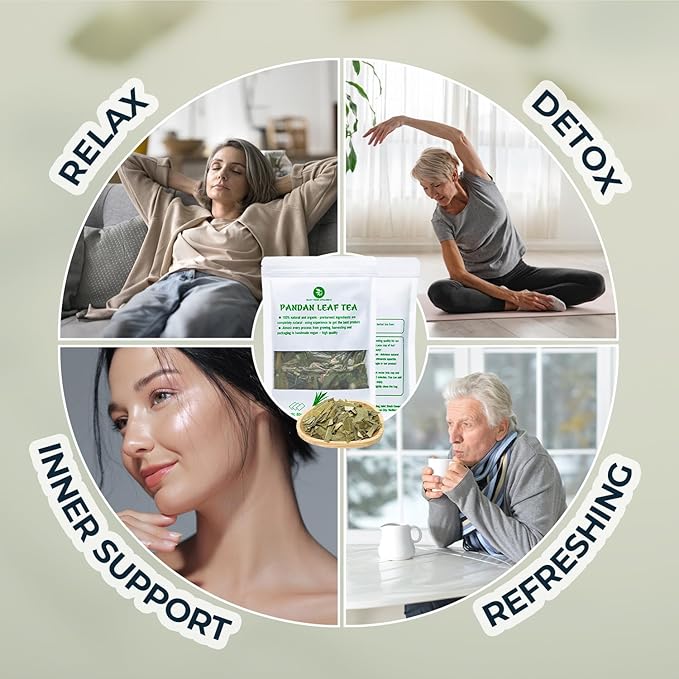 Natural Pandan Leaf Tea - 3 Oz Whole Leaves, Sweet & Fragrant, Re-Steep Vietnamese Herbal Detox Tea for Relax & Skin Effect, EnergySupport, Pandan Leaf for Food Coloring