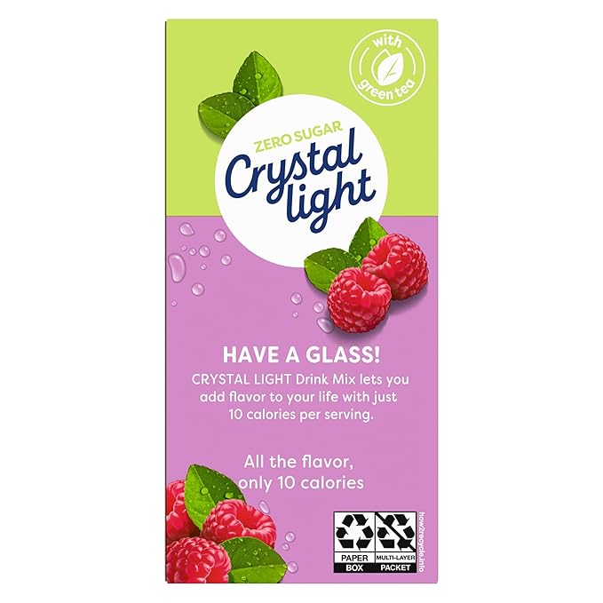 Crystal Light Raspberry Green Tea Naturally Flavored Powdered Drink Mix, 10 ct On-the-Go-Packets (Pack of 7)