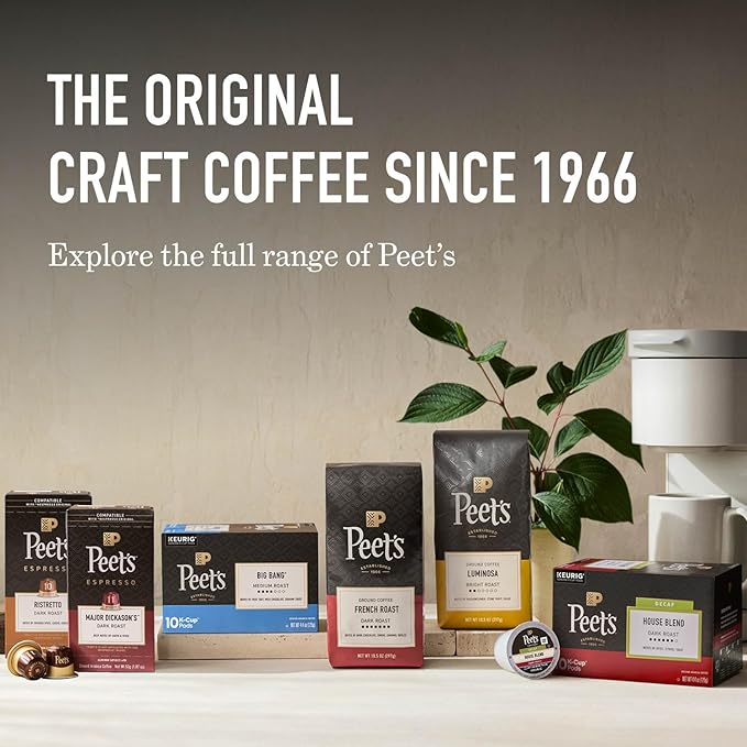 Peet's Coffee, Dark Roast Ground Coffee - French Roast 63 Ounces (6 Bags of 10.5 Ounces)