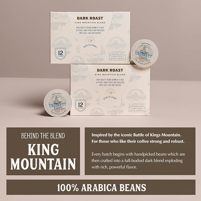 Crockett K Cups Coffee – Bold Dark Roast Coffee Pods with Rich Flavor, Full-Body Aroma & Smooth Finish – Convenient Single Serve for All-Day Energy, Focus & an Unforgettably Good Brew