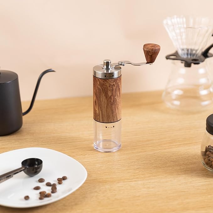 Manual Coffee Grinder - Stainless Steel Hand Crank Burr Coffee Mill for Espresso, French Press, Pour Over - Portable Coffee Bean Grinder for Home, Camping, Travel
