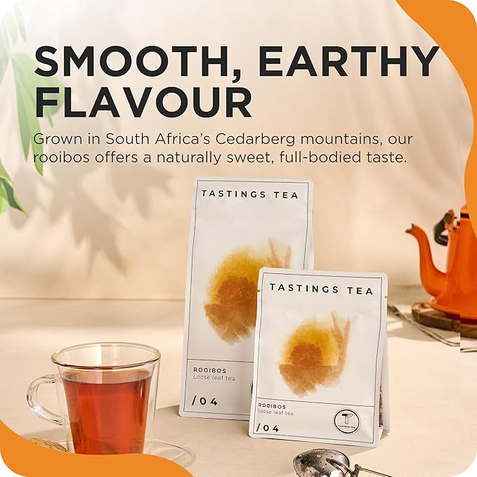 Tastings Tea Rooibos - 4oz Loose Leaf | South African Herbal Flavour| Caffeine Free
