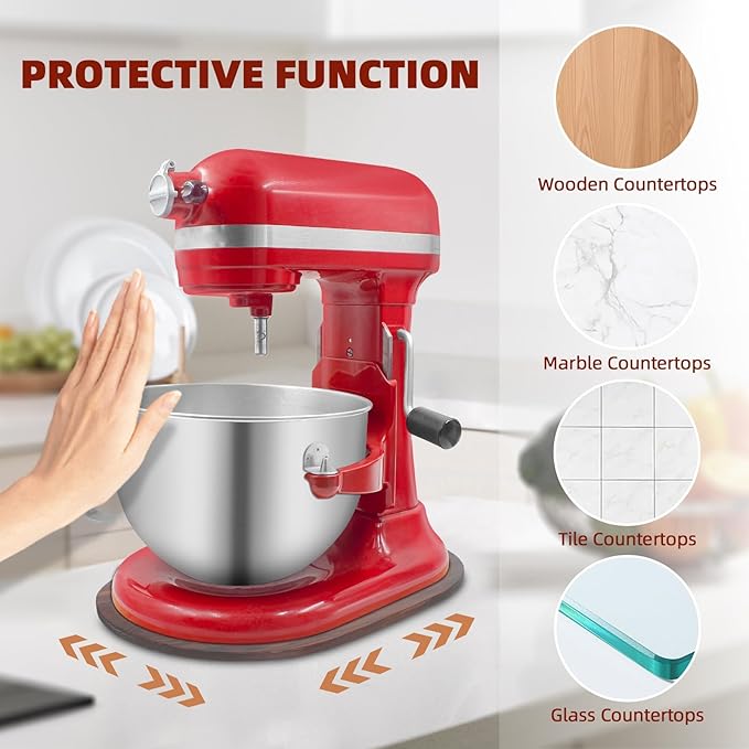 Mixer Slider Compatible with 5.5-8 QT Kitchen Aid Stand Mixers, Kitchen Countertop Storage Mover Sliding Caddy Mixer Slider Mat for Kitchen Aid Stand Mixer Accessories Attachment (Pine Wood - Brown)