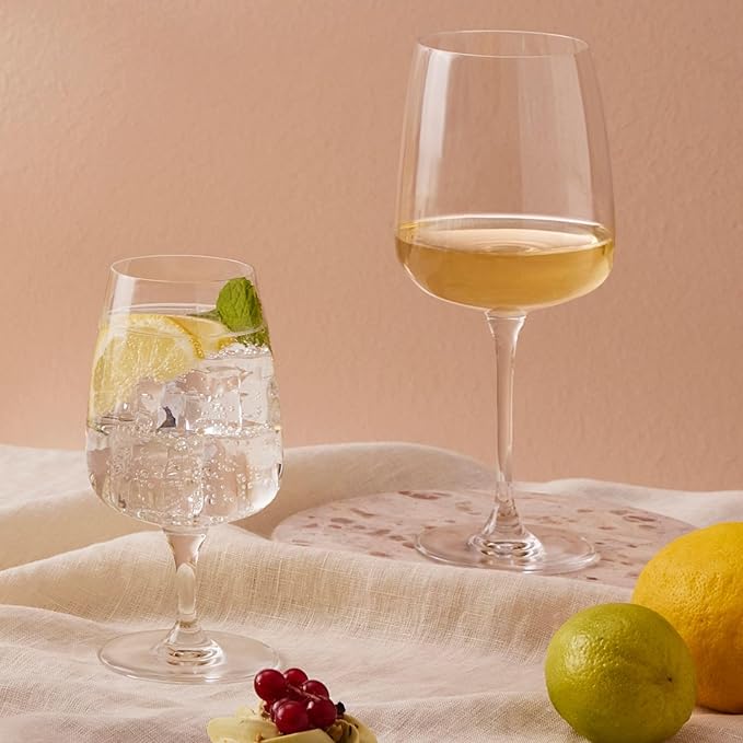 Krosno - Stemmed Tulip Water Glasses, Set of 4, 11.2 oz, Ideal Goblets for Dessert, Cocktails, Juice, Drinking Glasses, Lead-Free and Safe, Dishwasher Safe, Made in Europe