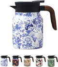 Vintage Pattern Coffee Carafes, 35 Oz/1 Liter - Hot and Cold With Infuser, Perfect for Parties/Home Use(Blue and white porcelain)
