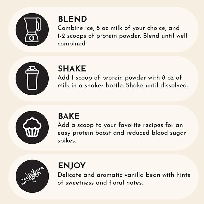 JUST INGREDIENTS Vanilla Protein Powder - Grass-Fed Whey Blend, Organic, Gluten Free - 15 Servings, 22g Protein