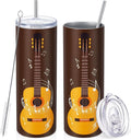 Umigy 2 Pieces Guitar Gift Tumbler with Lid Straw and Brush, 20 oz Musical Notes Travel Mug Stainless Steel Coffee Mug for Christmas Music Lovers Singers Teacher Birthday Gifts