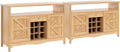 45.7” Wine Cabinet，Farmhouse Home Coffee Bar Sideboard Buffet Cabinet Liquor Storage with 9 Wine Racks & 2 Doors for Kitchen, Living and Dining Room (2, Natural)