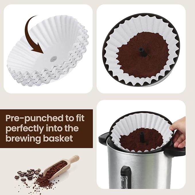 Paper Coffee Filters Compatible with Hamilton Beach Coffee Maker, 100 Pcs White Perforated Disposable Filters for Hamilton Beach 45 Cup