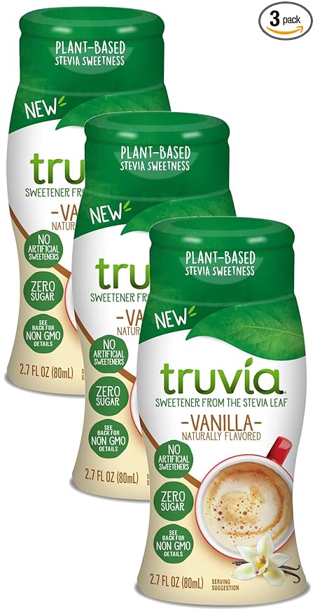 Truvia Zero-Calorie Liquid Sweetener from the Stevia Leaf, 2.7 Fl Oz bottle, Vanilla flavor (Pack of 3)