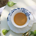 Bone China Tea Cups and Saucers, Vintage Teacups and Saucers for Women Tea Party (Blue B)