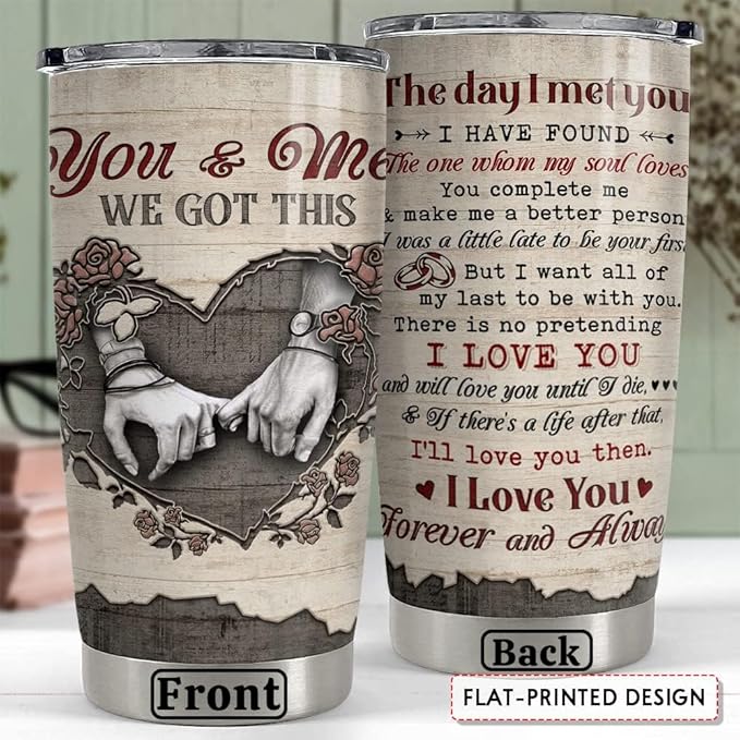 SANDJEST You And Me We Got This Tumbler Engraved Drawing Tumblers 20oz Stainless Steel Insulated Travel Mug Christmas Birthday Valentine Gift for Wife Husband Boyfriend Girlfriend